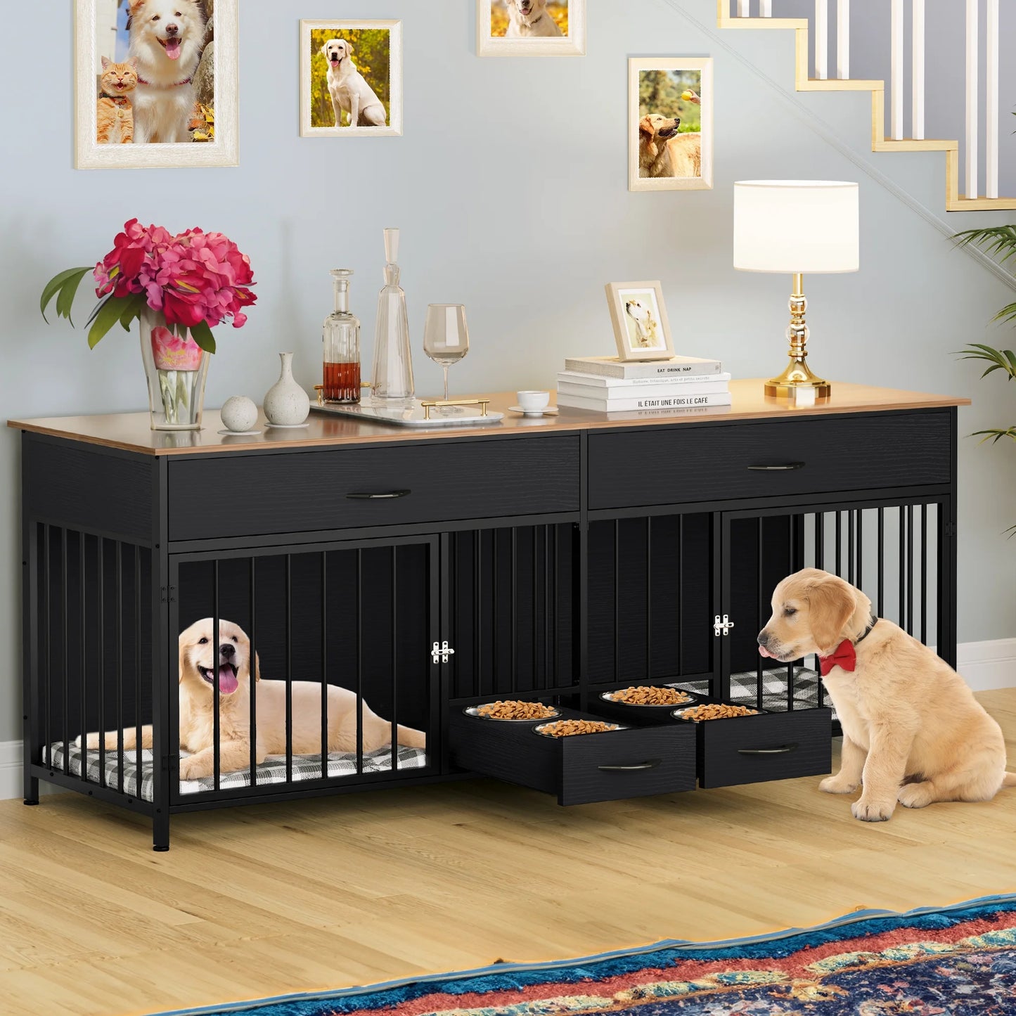 Dextrus Double Room Dog Crate Furniture – Stylish Comfort for Large Breeds