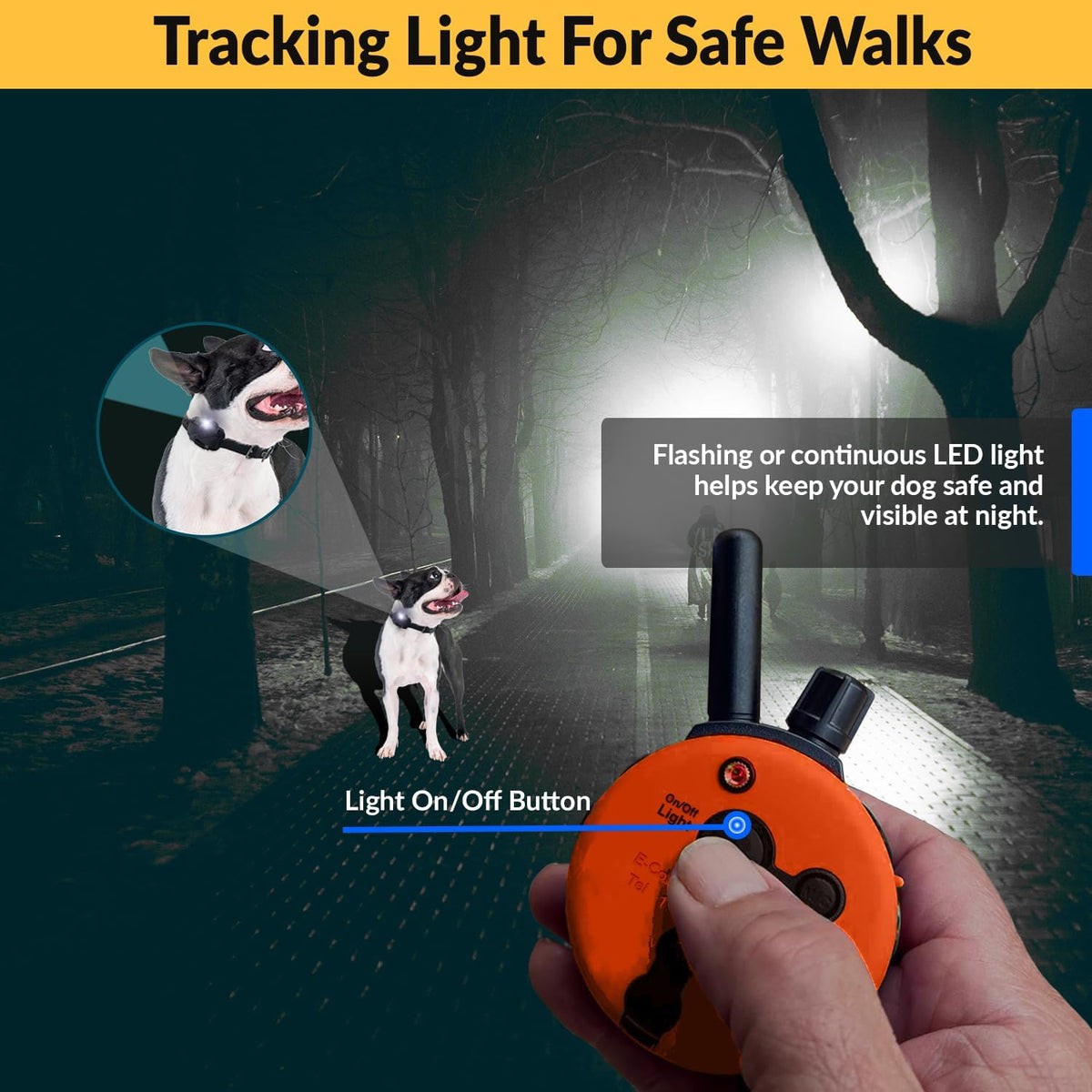 E-Collar  Upland Dog Training Collar, Orange, 2 Med/Large Dogs | 100 Levels of Safe Stimulation, 1 Mile Range, Waterproof & Rechargeable, Night Light, Includes Premium Finger Clicker