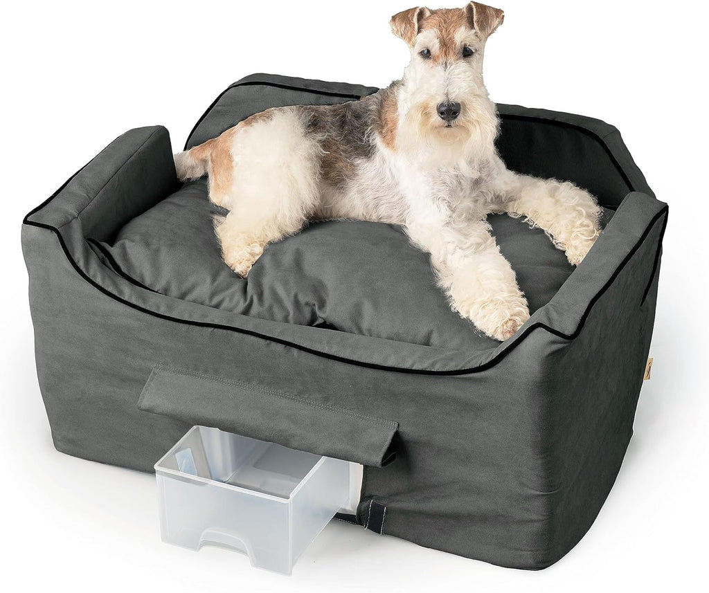 Dog Car Seat for Dogs up to 34Lbs, Lookout II, Anthracite (L) | Dog Booster Car Seat, Helps Alleviate Travel Sickness & Fear, Storage Tray, Removable Washable Cover, Great for 2 Small Pets