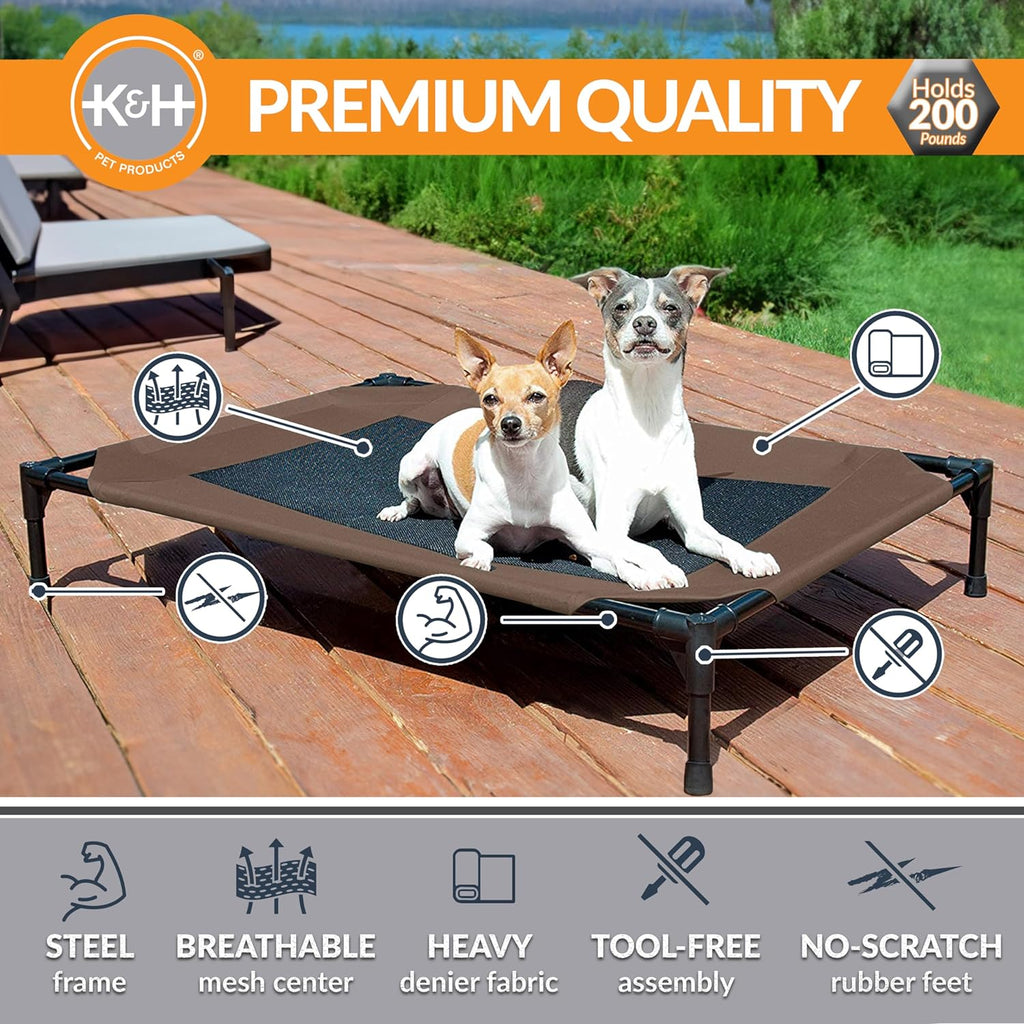 K&H Outdoor Elevated Dog Bed for Medium & Large Pets, Chocolate, 42X30In