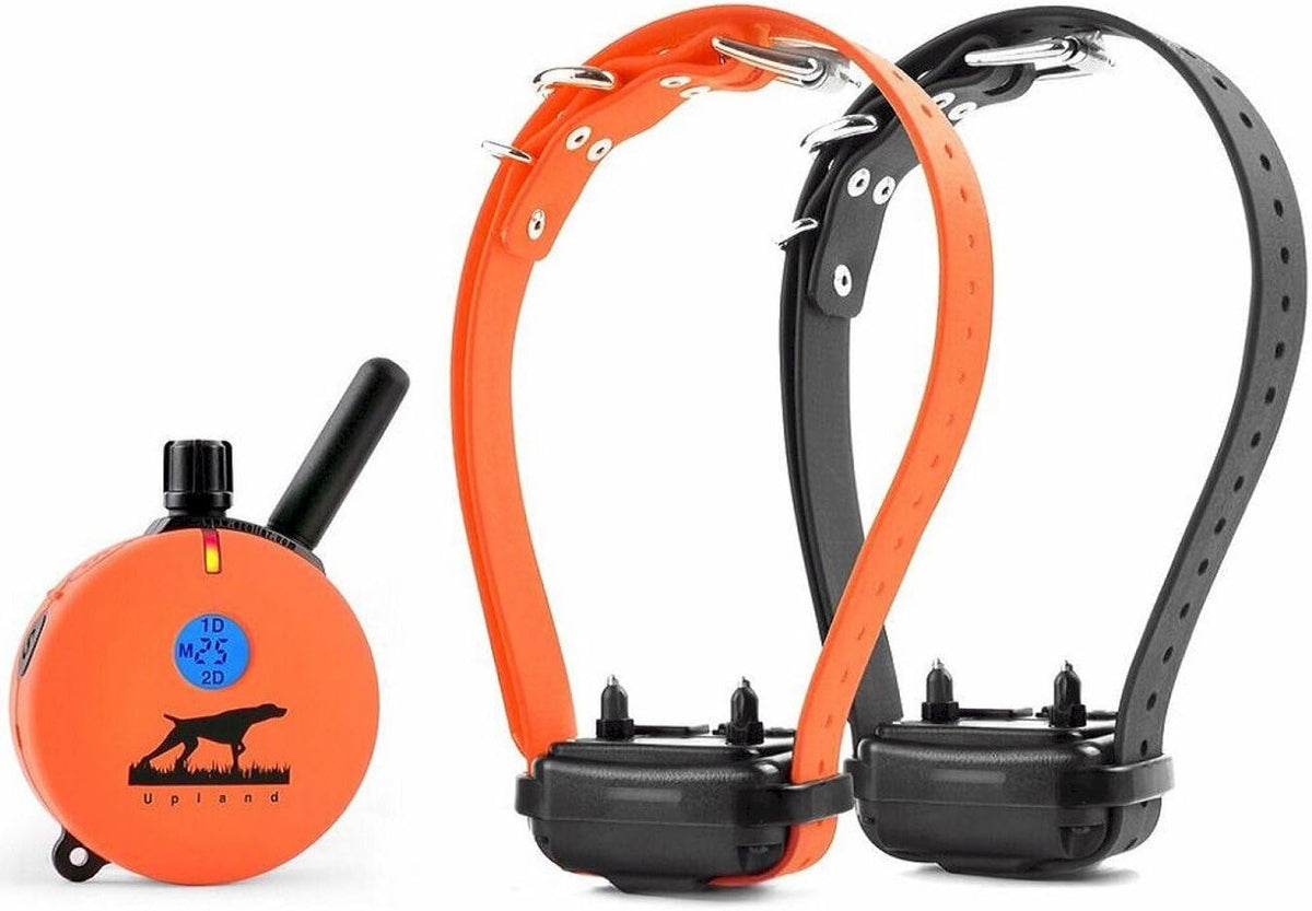 E-Collar  Upland Dog Training Collar, Orange, 2 Med/Large Dogs | 100 Levels of Safe Stimulation, 1 Mile Range, Waterproof & Rechargeable, Night Light, Includes Premium Finger Clicker