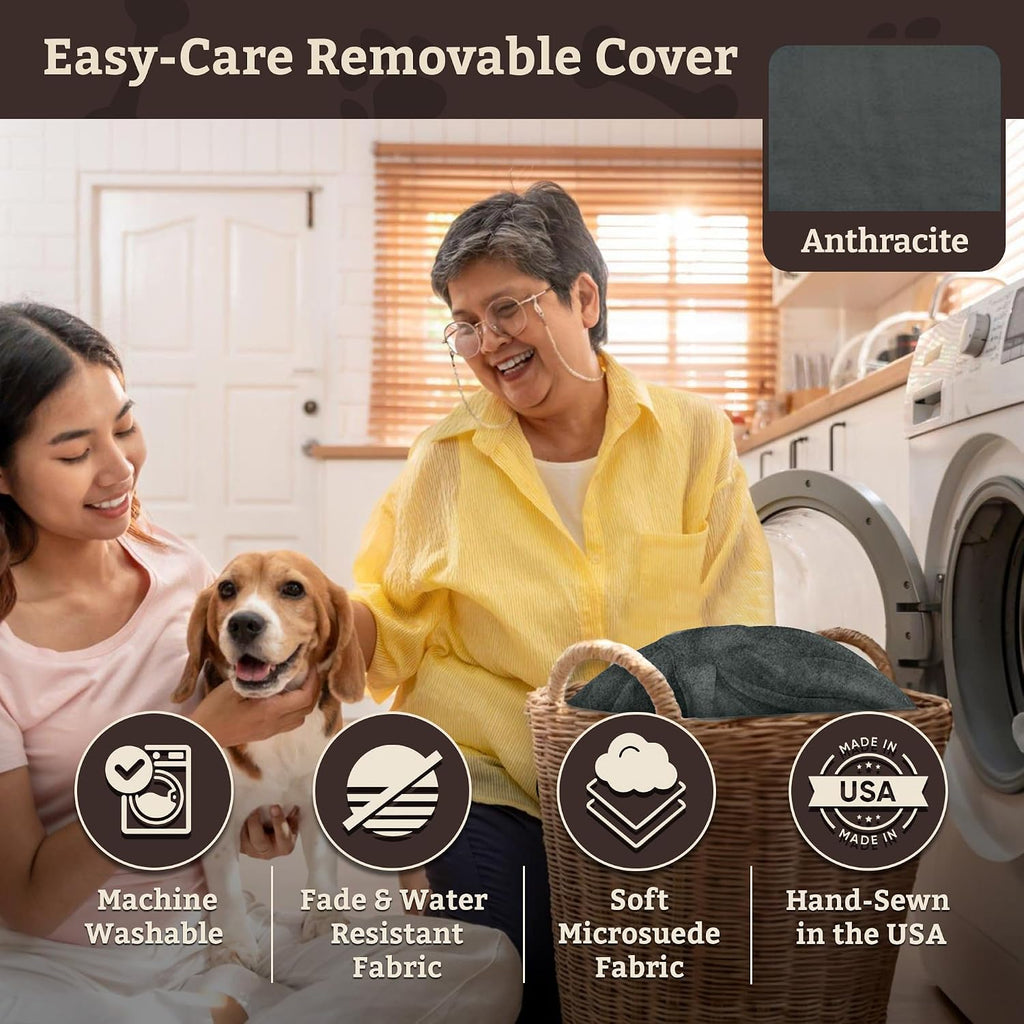 Dog Car Seat for Dogs up to 34Lbs, Lookout II, Anthracite (L) | Dog Booster Car Seat, Helps Alleviate Travel Sickness & Fear, Storage Tray, Removable Washable Cover, Great for 2 Small Pets