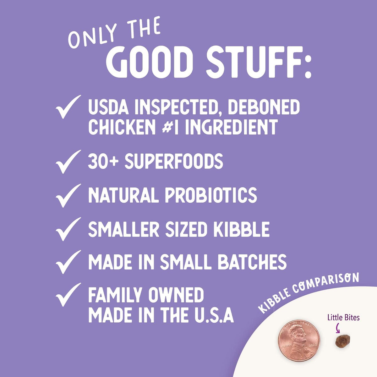 Little Bites Dry Dog Food for Toy and Small Breeds, Chicken & Brown Rice Recipe, with Probiotics & Superfoods for Digestion & Coat Health, 4 Lb Bag