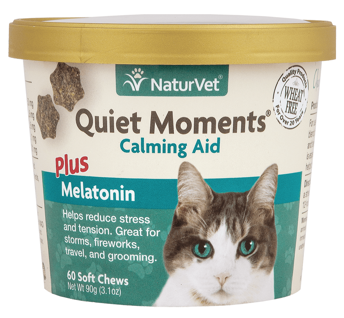 6X NaturVet Quiet Moments Calming Aid + Melatonin Soft Chews for Cats 60ct