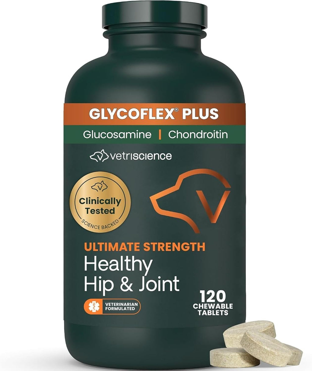 Ultimate Strength Healthy Hip & Joint for Dogs, 120 Tablets | Glycoflex Glucosamine, Chondroitin & Green-Lipped Mussel Joint Supplement for Dogs, Soothe Joint Discomfort