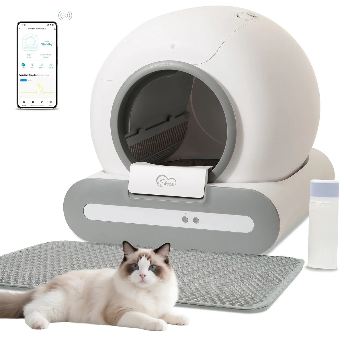DOEL 65L Self-Cleaning Cat Litter Box with App Control | Automatic Smart Litter Box