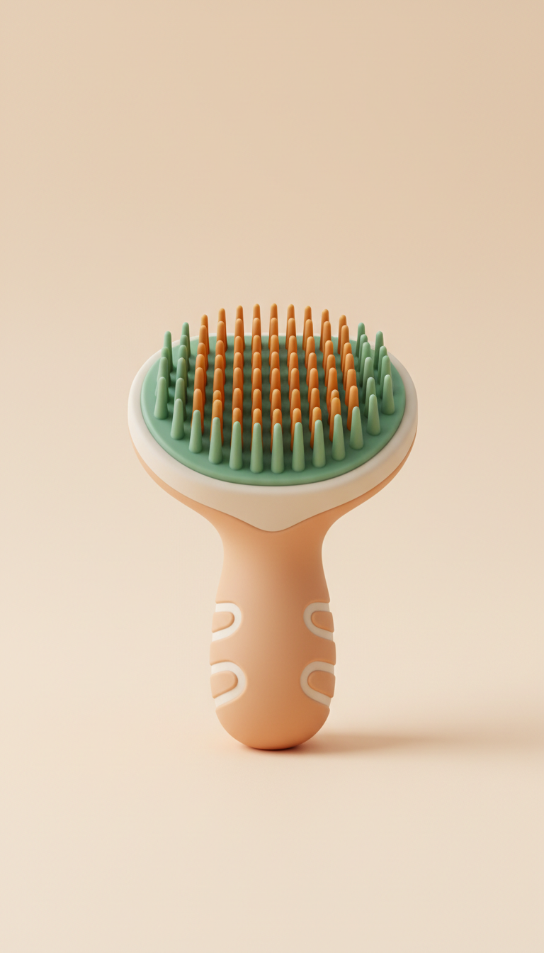 Ergonomic silicone grooming brush for gentle detangling
