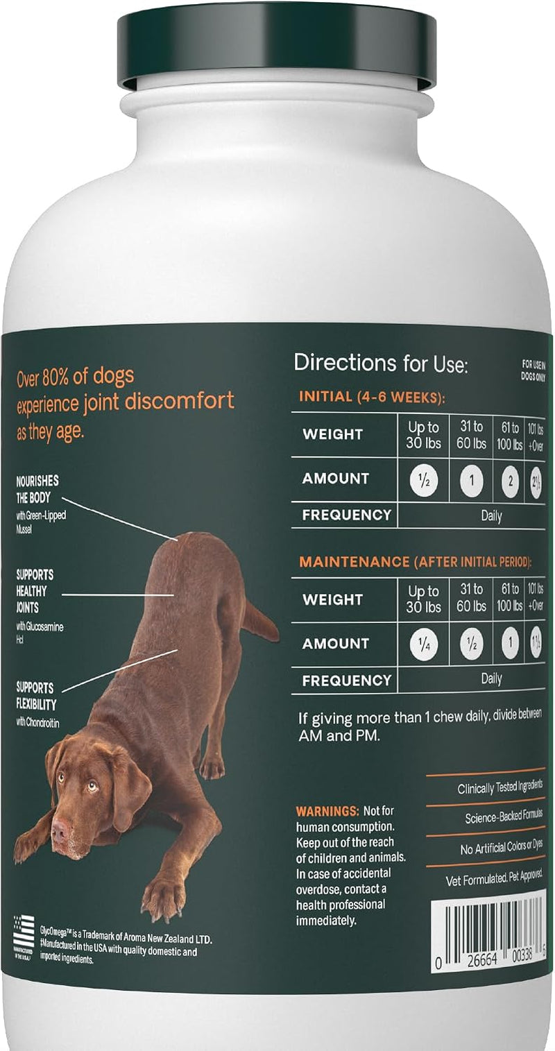 Ultimate Strength Healthy Hip & Joint for Dogs, 120 Tablets | Glycoflex Glucosamine, Chondroitin & Green-Lipped Mussel Joint Supplement for Dogs, Soothe Joint Discomfort