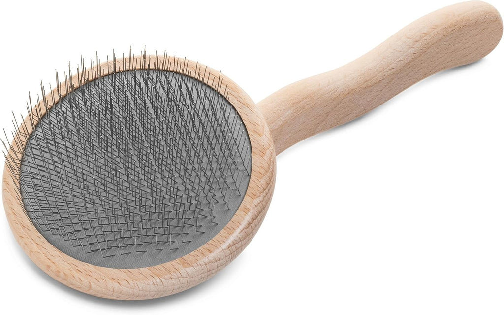 Mark VIII round Head Slicker Brush for Dogs, 12Mm Pins, Groom like a Pro, Handcrafted Lightweight Beechwood Ergonomic Handle, Stainless Steel Pins, A5VIII. Made in Germany.